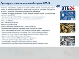 Зарплатная карта ВТБ 24: условия