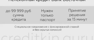 Банк Восточный Экспресс кредит пенсионерам: условия